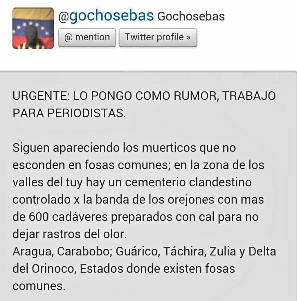 VeneSys__Alpha7's tweet image. @gochosebas URGENTE: LO PONGO COMO RUMOR, TRABAJO PARA PERIODISTAS.

Siguen apareciendo los muertico
