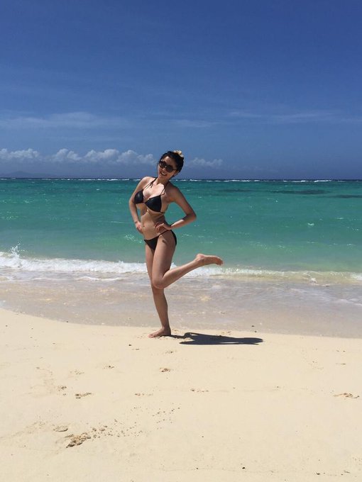 おはよう😆✋✨☀ 沖縄でのお仕事は凄く貴重な体験できたよ🎵 監督さん、プロデューサーさんスタッフさん、メイクさん、カメラマンさん、男優さん、秋野千尋ちゃん６日間ありがとうございました(o^－^o)💕💕 Offの日に５分間だけ水着✨