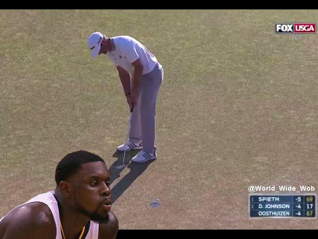 NOTSportsCenter's tweet photo. Dustin Johnson screwed up on 18 because he forgot to account for the wind

(pic via @World_Wide_Wob) #USOpen http://t.co/0ZU5sqpTCO