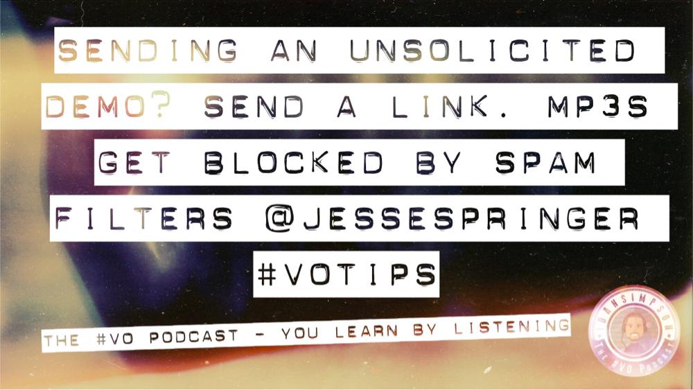 TheVOPodcast's tweet photo. Sending an unsolicited demo? @JesseSpringer #VOtips http://t.co/1zxUWyDgyr http://t.co/oZ1s9yZRXG