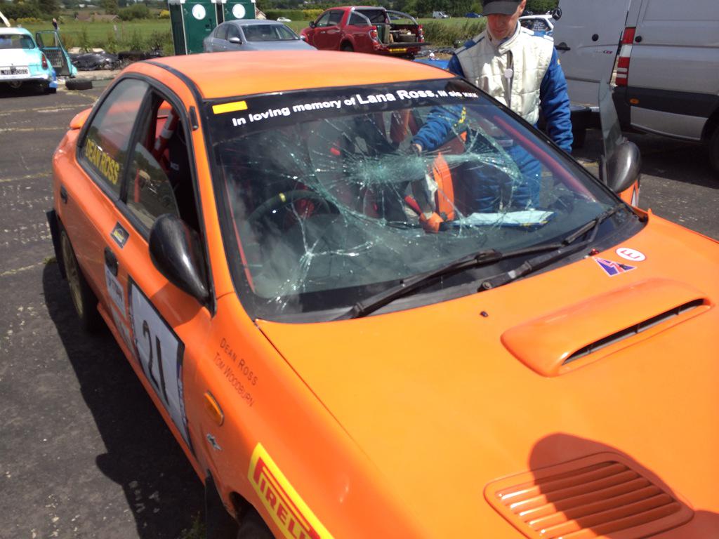 DeanRossRALLYIN's tweet photo. #lastphoto @bbcr1 Ruined my 30 miles in my rally car yesterday racing with no window!!! Who needs air conditioning!!? http://t.co/9iIoT0N3C5