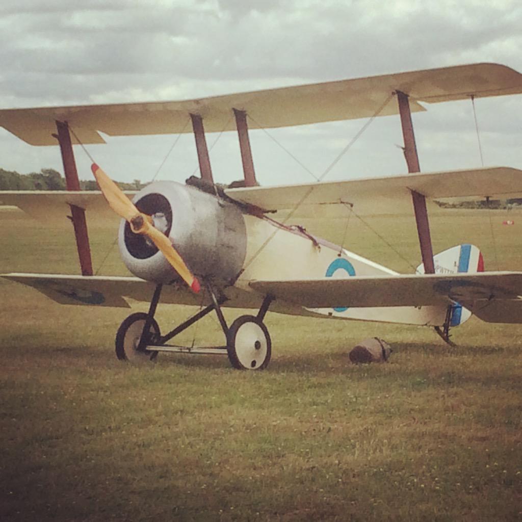 VintageModelCo's tweet photo. Sopwith Triplane @flywheelfest yesterday.
Awesome dogfight with Fokker DR-1s later on. http://t.co/Fw5wui5gY8
