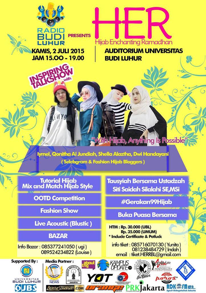 Budi Luhur Radio Proudly Presents Hijab Enchanting Ramadhan | July 2nd 2015 15.00-19.00 <a href="/kampusbudiluhur/">Universitas Budi Luhur</a>