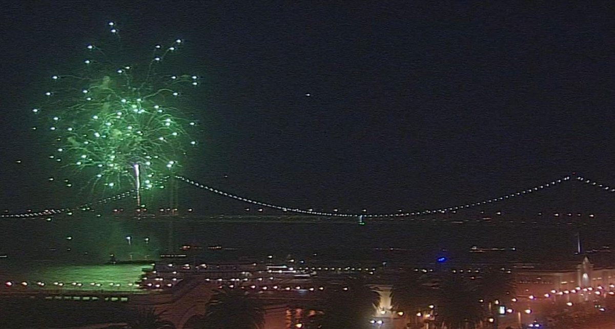 abc7newsbayarea's tweet photo. Folks on SF's Embarcadero got a surprise #fireworks show, thanks to the #USCOM2015! WATCH: http://t.co/z5bC3dcsvy http://t.co/WjVPSzeHM0