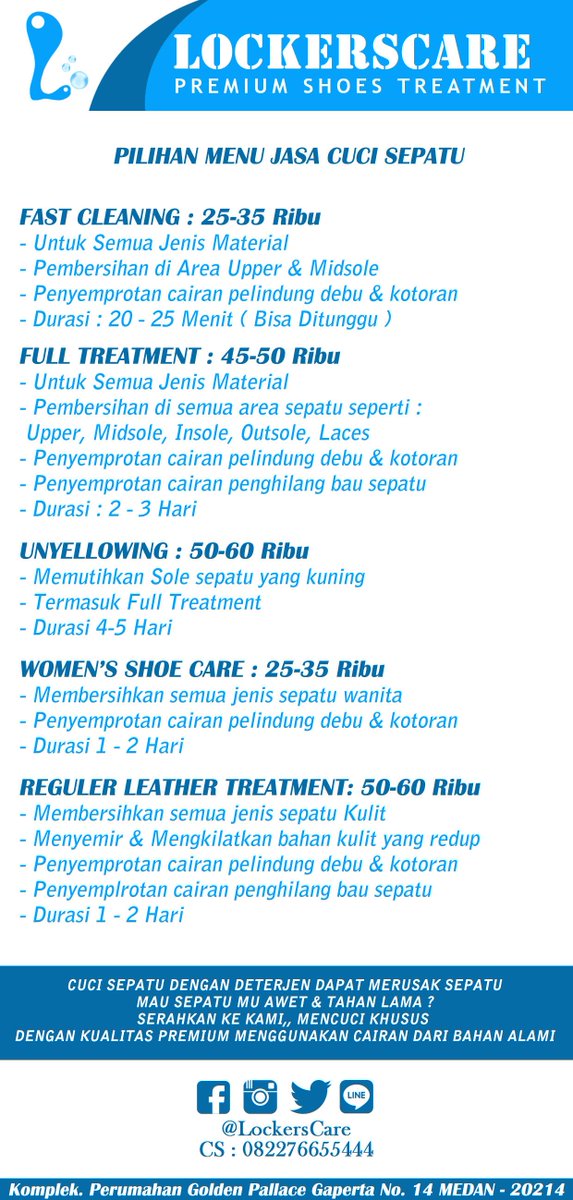 Untuk pricelist DROPZONE kita, cukup tambahkan IDR: 10.000/pasang sepatu di setiap Harga yang ada di Menu LockersCare