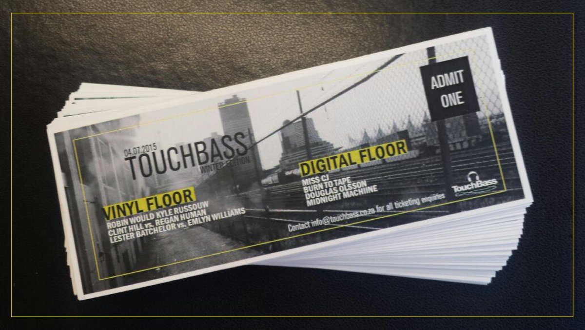 TouchBass1's tweet photo. Few pre-sold tickets still available..To get yours, contact info@touchbass.co.za for pricing and to arrange purchase. http://t.co/e8cgThk4tC