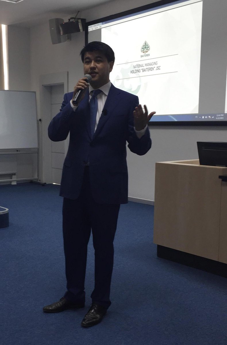 KCourtneyDuke's tweet photo. Mr Kuandyk Bishimbayev, CEO, Baiterek, financial overview in Kazakhstan for Global Execs @DukeFuqua #GEMBA16 @nuedukz http://t.co/NKpwcNXuDl