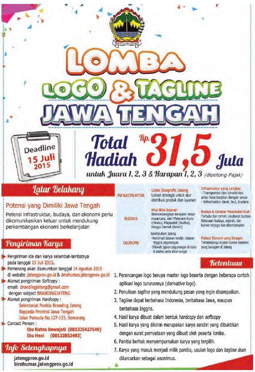 <a href="/AdvertisingUNS/">Advertising UNS</a> "<a href="/AgendaSOLO/">IG : @AGENDASOLO</a>: Lomba Logo &amp; Tagline Jawa Tengah. Total hadiah 31,5 juta "