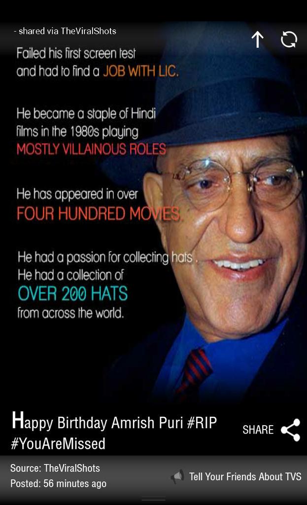 Happy Birthday Amrish Puri  -via  