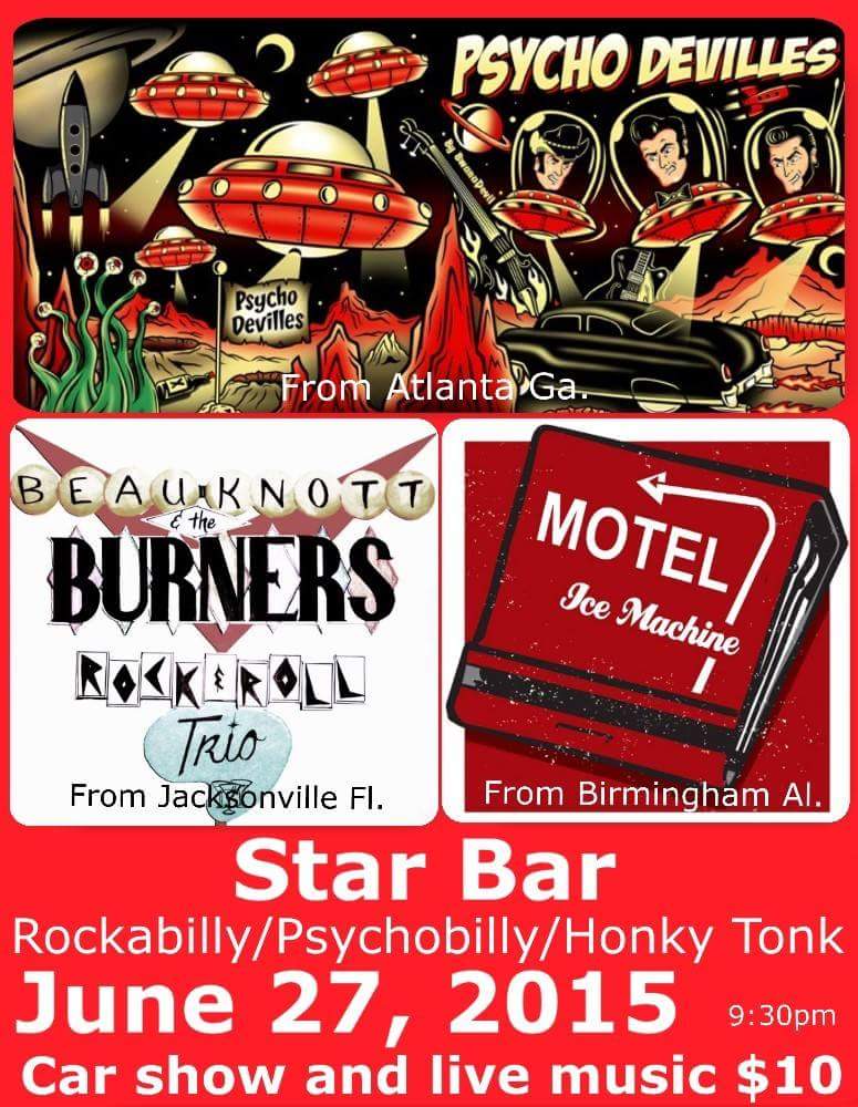 gretsch's tweet photo. RT @HotRodWalt: This coming Saturday's show. #gretsch #caferacertv #psychodevilles #starbaratlanta #rockabilly http://t.co/EzQU6m7hKr