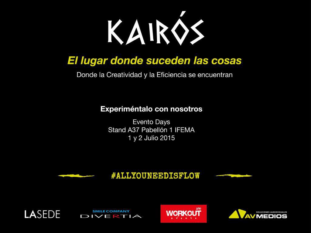 av_medios's tweet photo. Experimenta KAIRÓS en #eventodays con @LASEDECOAM @DivertiaSmileCo @workoutevents @av_medios #allyouneedisflow http://t.co/sr9fpQ1Vd4