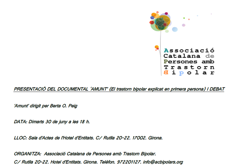 obertament_sm's tweet photo. Encara no has vist "Amunt",dirigit x @BertaOliveres activista d'@noalestigma?El 30 d juny tens una altra oportunitat! http://t.co/IUUKPfG8i2