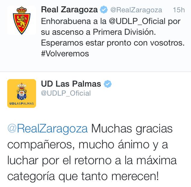LaLiga's tweet photo. #ViveElFútbol como @UDLP_Oficial y @RealZaragoza. Todo un ejemplo de competitividad y respeto. #SienteLaLiga http://t.co/svLNtAJOIB