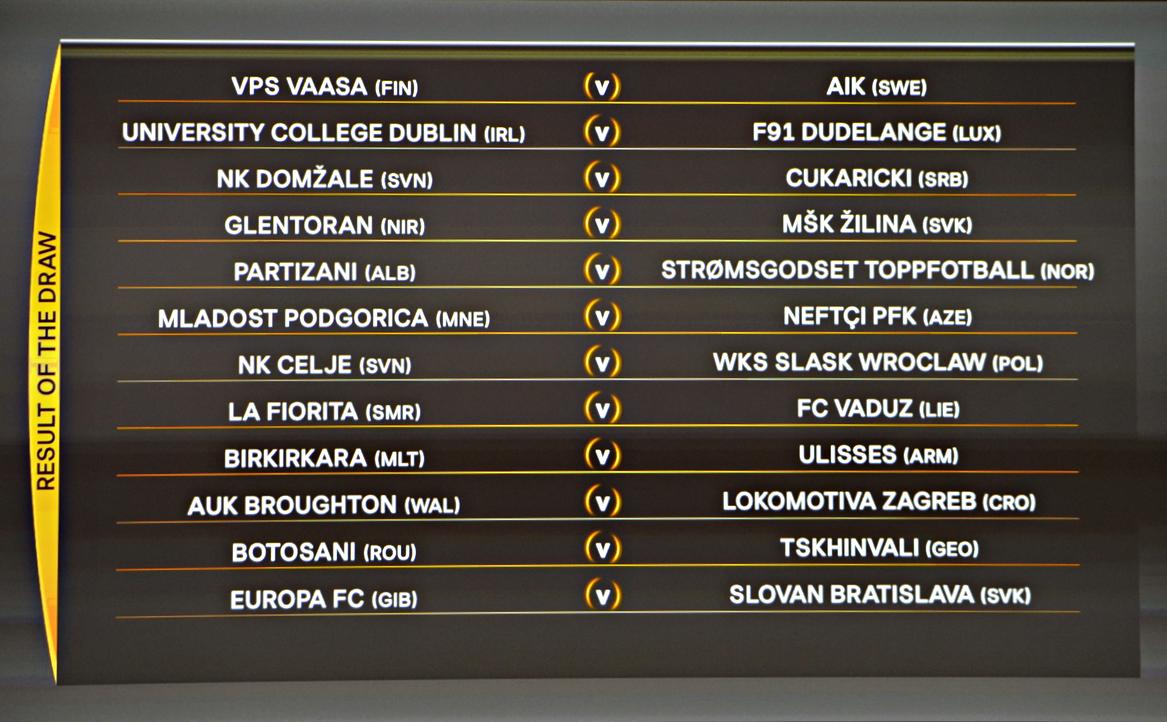 EuropaLeague's tweet image. The complete #UEL first qualifying round draw result!
The second qualifying round will be drawn at 14.30CET.
#UELdraw