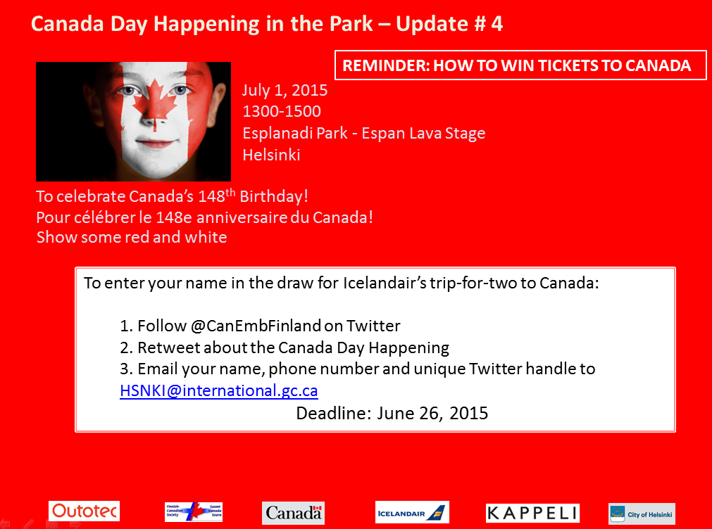 CanEmbFinland's tweet photo. #CanadaDayParty Wouldn't it be nice to visit Canada @Icelandair? http://t.co/LBYzdJzvT1