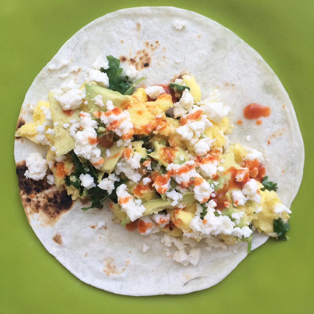 When I have taco shells in the house, every meal becomes a taco!  #tacos #meatlessmonday #breakfast