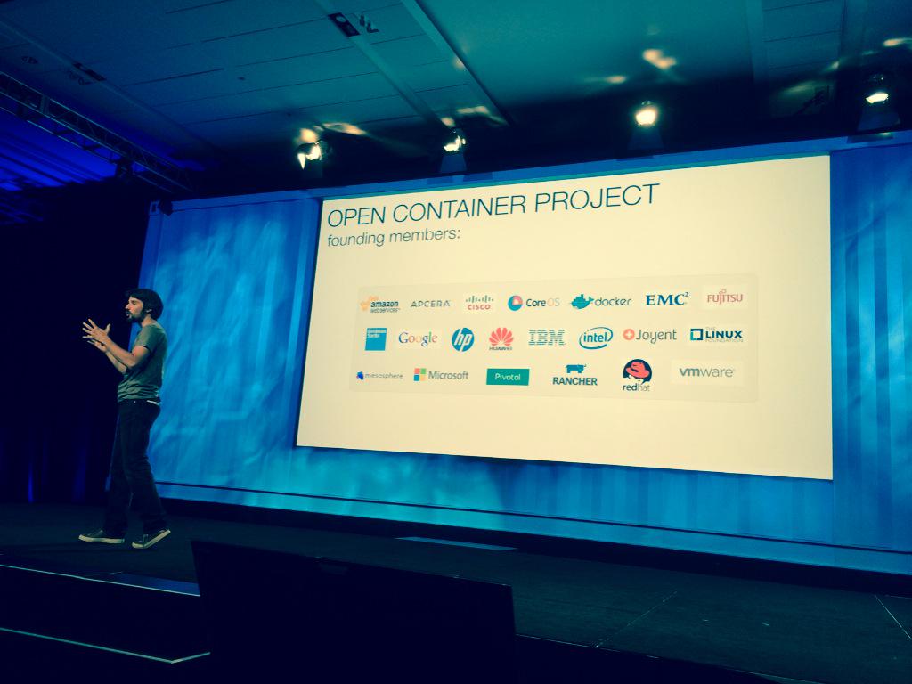golubbe's tweet photo. Announcing open container project at #dockercon http://t.co/I9fe7aY8xG