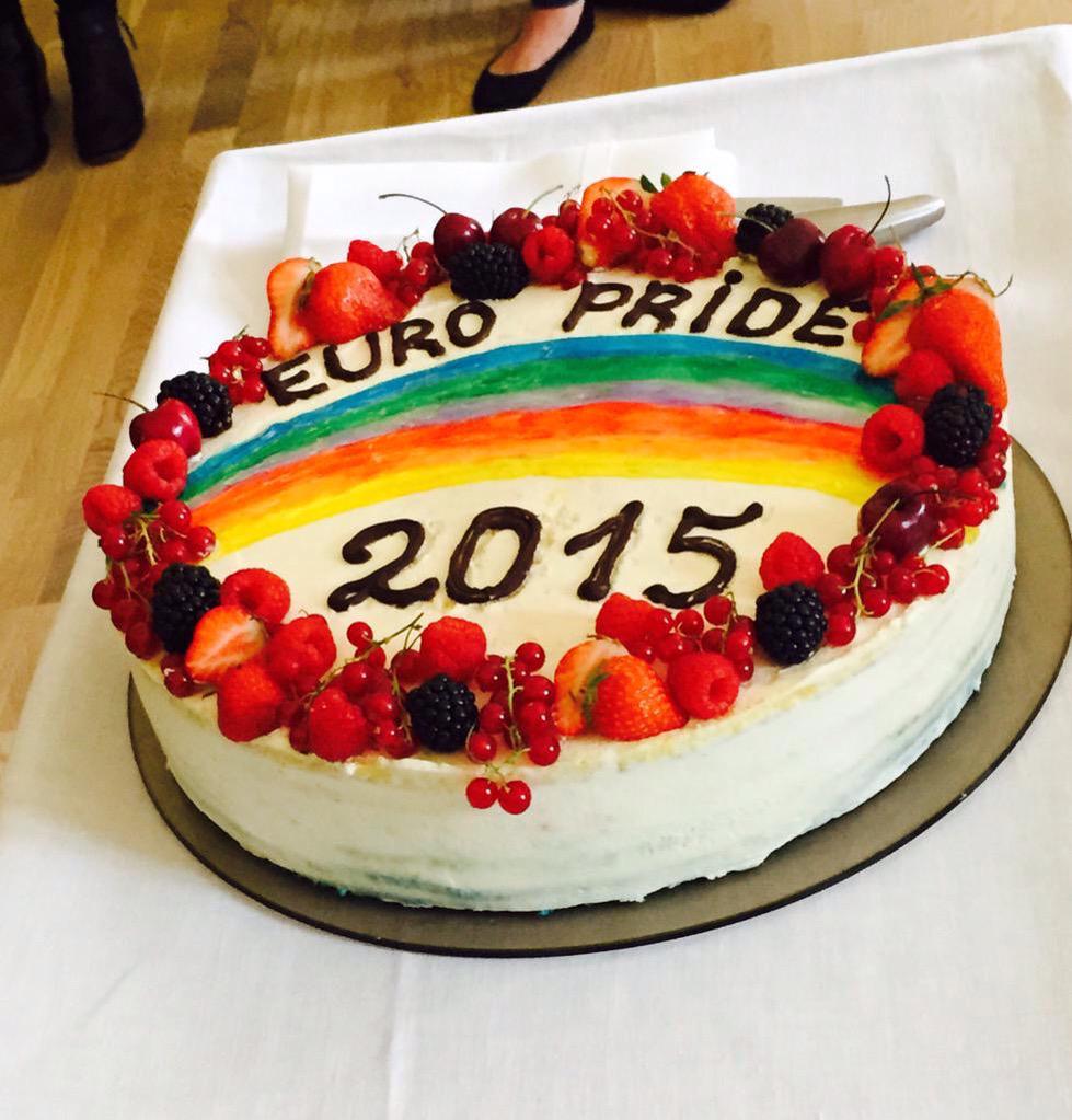 HomotopiaFest's tweet photo. Thanks to @UKinLatvia for the hospitality & the super cake #EP15Riga
#greatBritish(embassy) bake off @europrideriga http://t.co/34X46d5Jzm