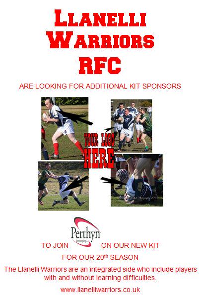 GwilWarriors's tweet photo. Llanelli Warriors mixed ability RFC looking for additional sponsors on 20th season kit http://t.co/C0GFkjruNJ RTs plz http://t.co/193eT7HdR8