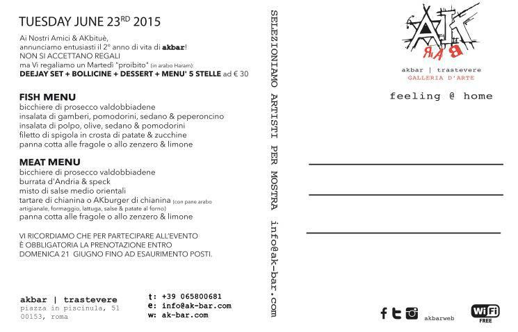 akbarweb's tweet image. DOMANI, MAR 23 GIU, CELEBRIAMO 2 ANNI DI AKBAR! SOLO 15 POSTI ANCORA DISPONIBILI PER LA CENA! INFO 3937917332