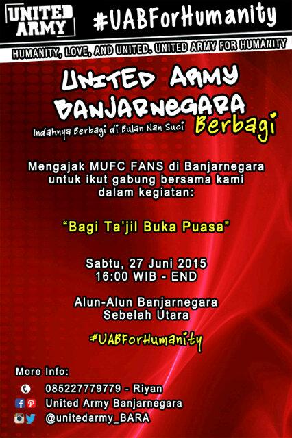 Buat teman-teman United Army Banjarnegara diharap kedatangannya utk membantu kami di acara tersebut. #UABforHumanity