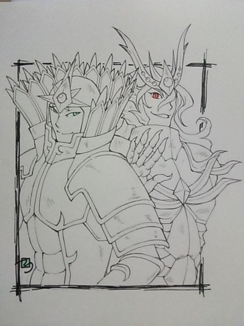 てりゅ コッパミジンコ 覇将ネルガル殿 邪帝ラフロイグ様 前回の反省から無理に色塗りしませんでした オレカバトル深夜の真剣お絵描き60分一本勝負 Http T Co C9kee76vz9 Twitter