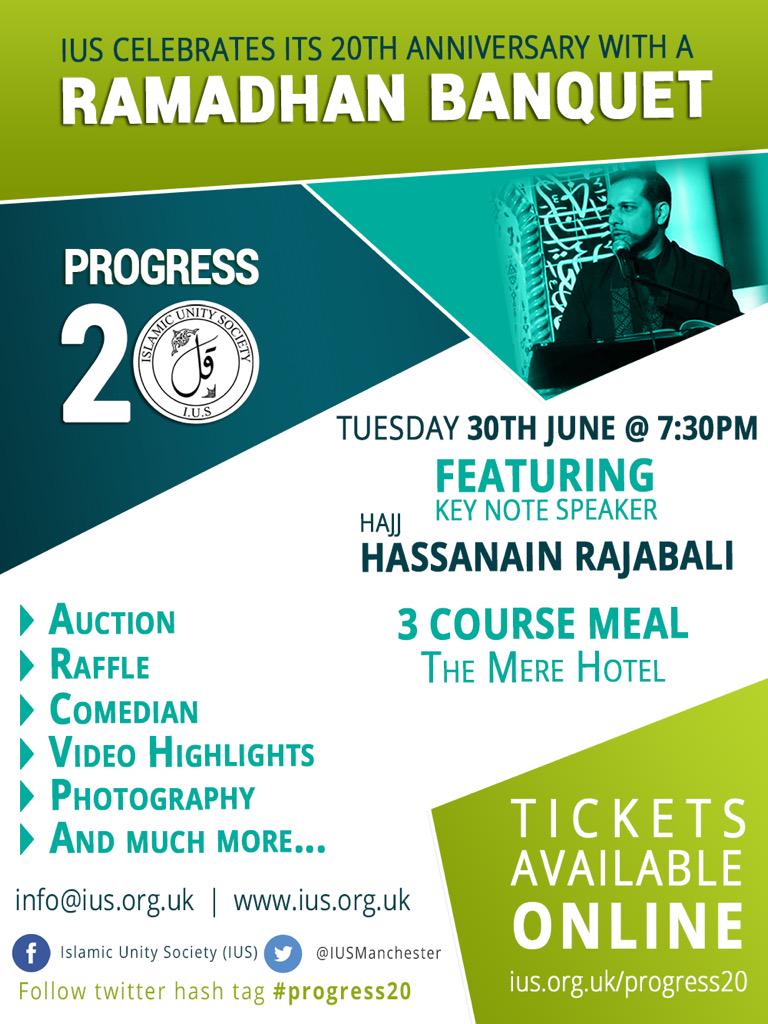 IUSManchester's tweet photo. We're celebrating 20 years of IUS Alhamdulillah... Be part of #Progress20 
http://t.co/Q7CxO79b4q #Rajabali http://t.co/D2bPAarm98