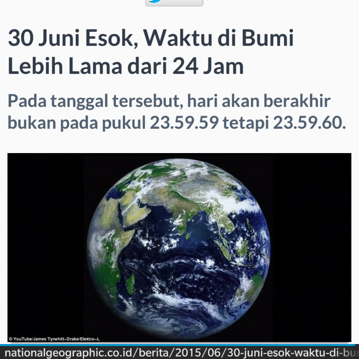 INDONESIAinLOVE's tweet photo. 6 Hari Lagi, Waktu Bumi lebih lama dari 24 Jam. Baca http://t.co/L13oqitnMh Cover: http://t.co/6HV2XLyOga