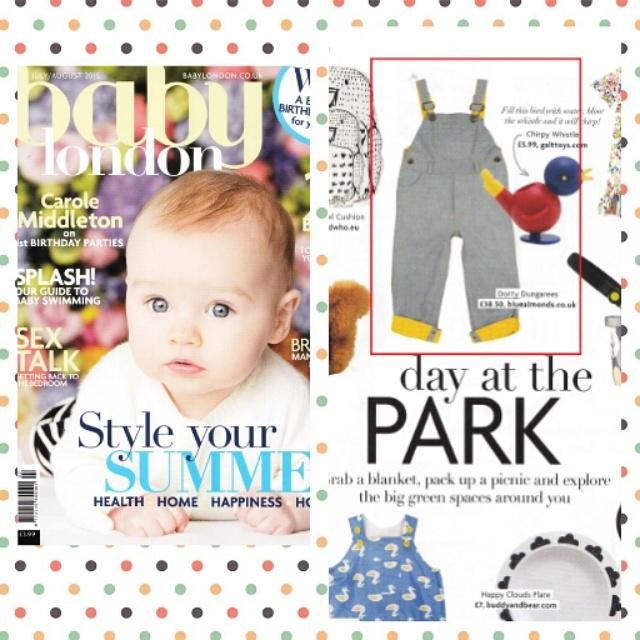 These fab #dungarees - available now at <a href="/BlueAlmonds/">Blue Almonds</a> are featured in the new <a href="/Baby_London/">Cotton Baby London</a> <3 <3 <a href="/DottyDungarees/">Dotty Dungarees</a>