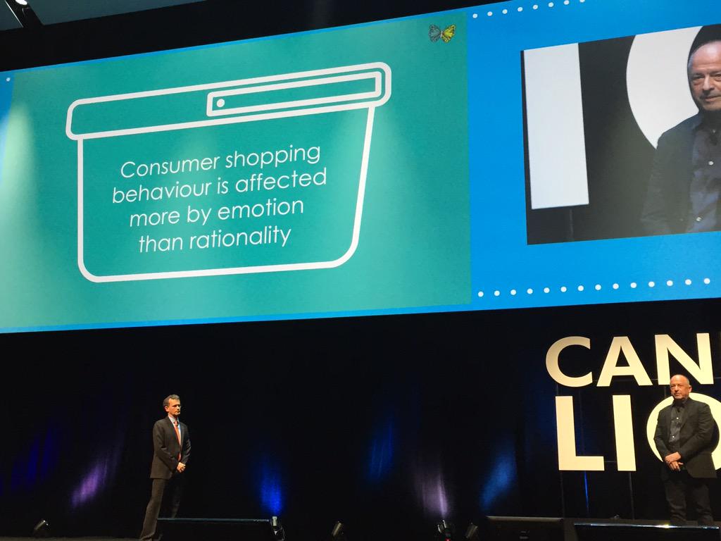 weinstock's tweet image. #NailingJelly #CannesLions consumers shopping behavior is affected more by emotion than rationality #rfbinder