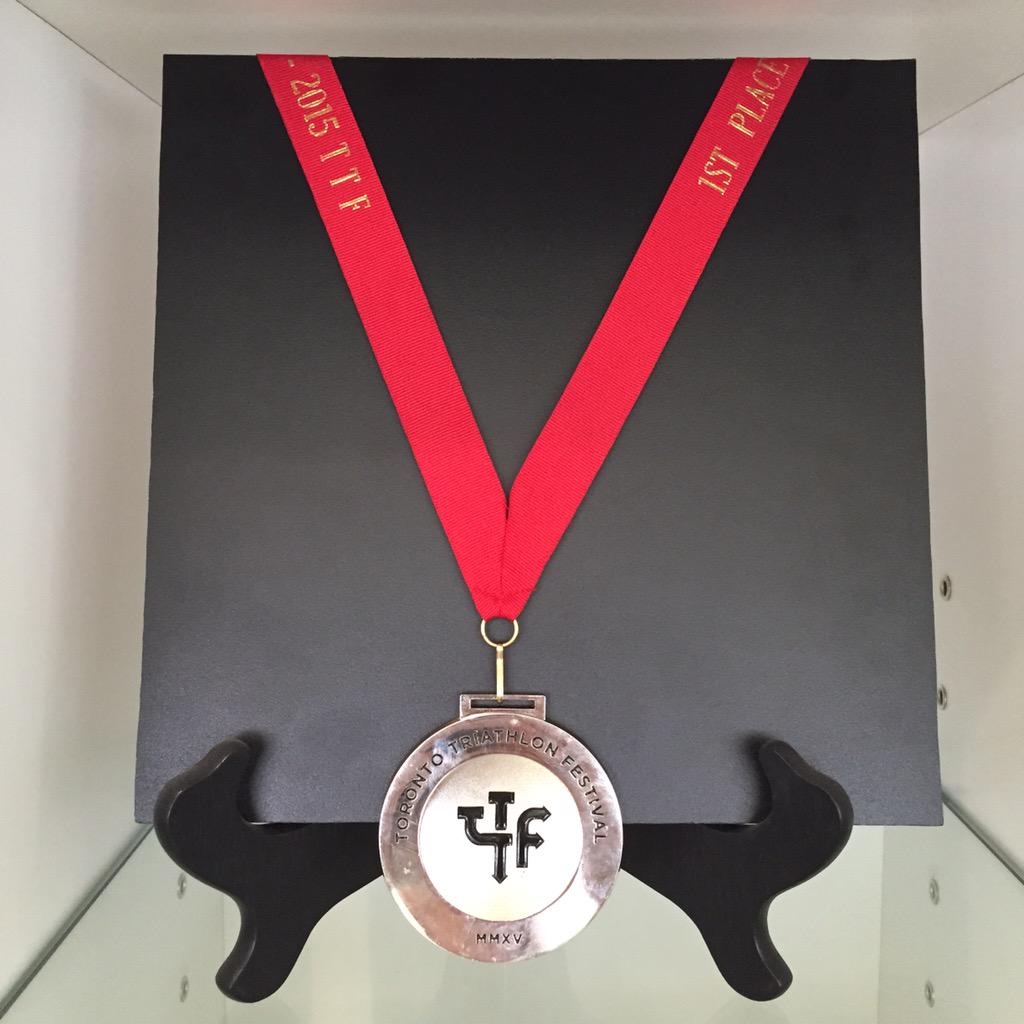 The weekend bounty on display. Impressive win even w/ #Stu &amp; his pedestrian 40+min 10km. <a href="/TriathlonTO/">Toronto Triathlon Festival</a>