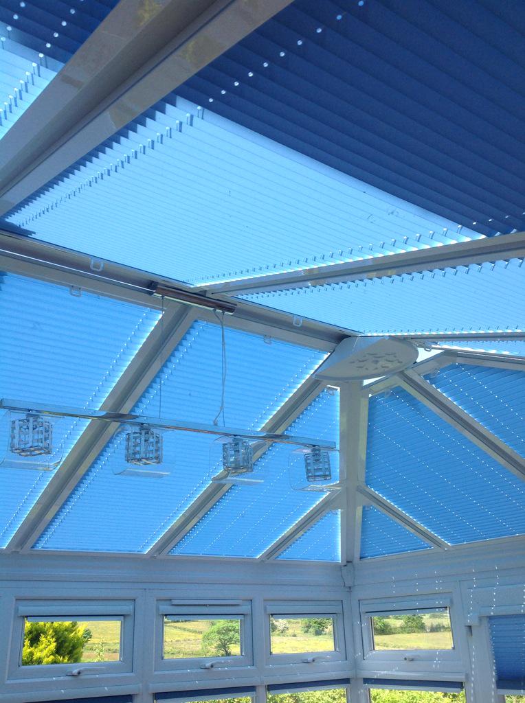 Lovely conservatory fitted today in a sky blue #pleated #intu no holes drilled on this job.