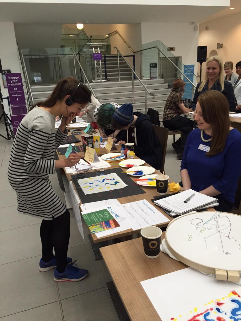 AmplifyNI's tweet photo. Our very own Louise trying out the Art innovations in our marketplace http://t.co/PW5IppvwMC