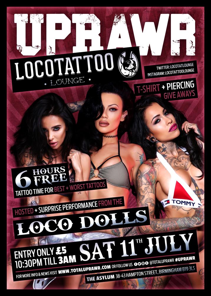 totaluprawr's tweet photo. Party with @BeckyLocoHolt and the Loco Dolls w/ @locotatlounge ! Win tattoo time, piercings +more #uprawr #locolounge http://t.co/mrDsi4mWzX