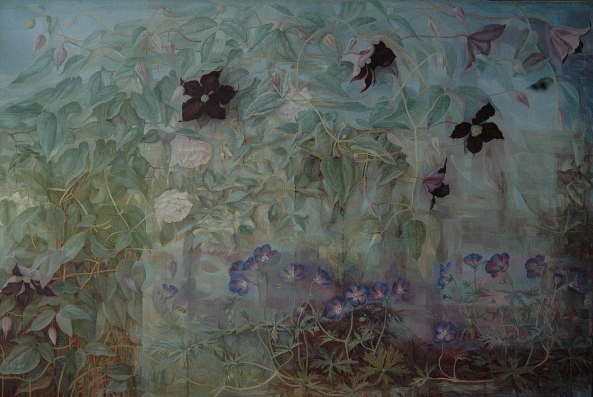 Clematis, Roses and Geraniums #art #artist #painting #jonathancooper #flowers