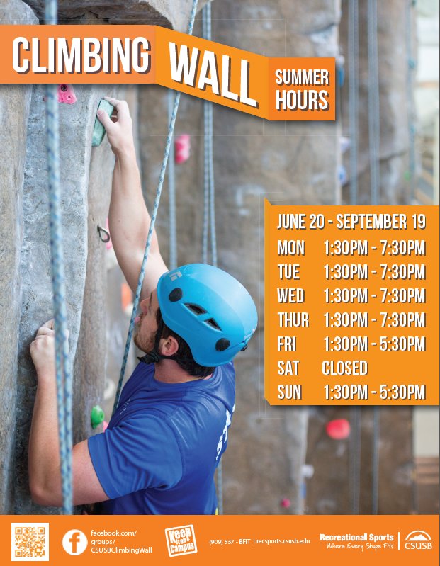 CSUSBRecWell's tweet photo. Here is our summer hours for the pool and rock climbing wall! Group ex schedule is coming soon! #CsusbRecSports http://t.co/id7jJDr92b