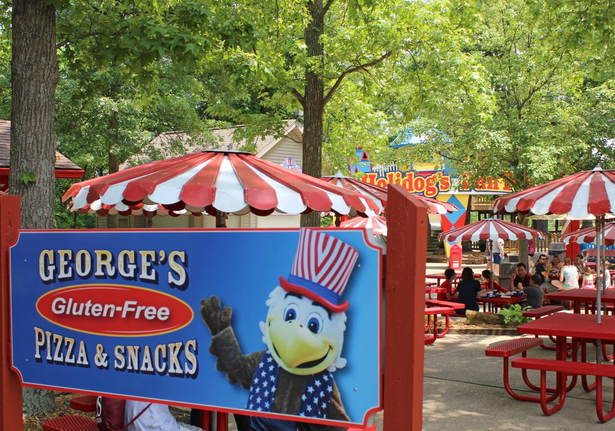 HolidayWorld's tweet photo. Did you know we have gluten-free pizza and gluten-free funnel cakes? GF soft pretzels, too, by George! #glutenfree http://t.co/gX31BWWSS3