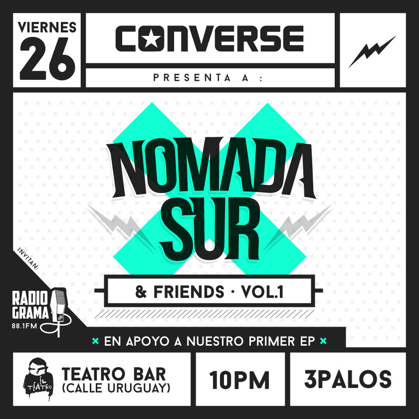 NomadaSur's tweet photo. @ConversePanama presenta este Viernes 26 - #NomadaSur & Friends Vol1 en @ElTeatroBar_PTY invita: @radiogramapty ! http://t.co/SxzUXMrXVu