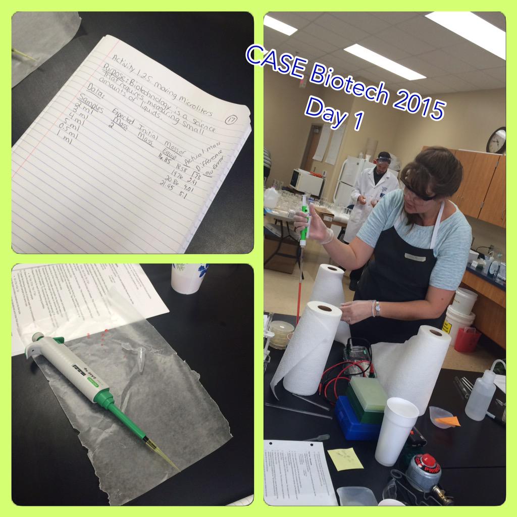 DJR_131's tweet photo. Covered lots of ground on Day 1 from safety, lab notebooks, and using micropipets! #caseapb2015 http://t.co/H5MUJCOHsl