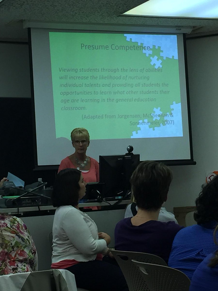 MrsKruckenberg's tweet photo. Waterloo instructional team talk about Presuming Competence and the students' abilities to learn #thinkinclusive2015 http://t.co/5ounDKIZXg