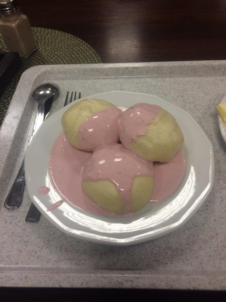 Natalyacoyle's tweet photo. Tonight's dinner (along with sandwiches). Dough balls & yogurt sauce. When in Poland...eat dough? #SurprisinglyNice http://t.co/Zbw4ajDcTs