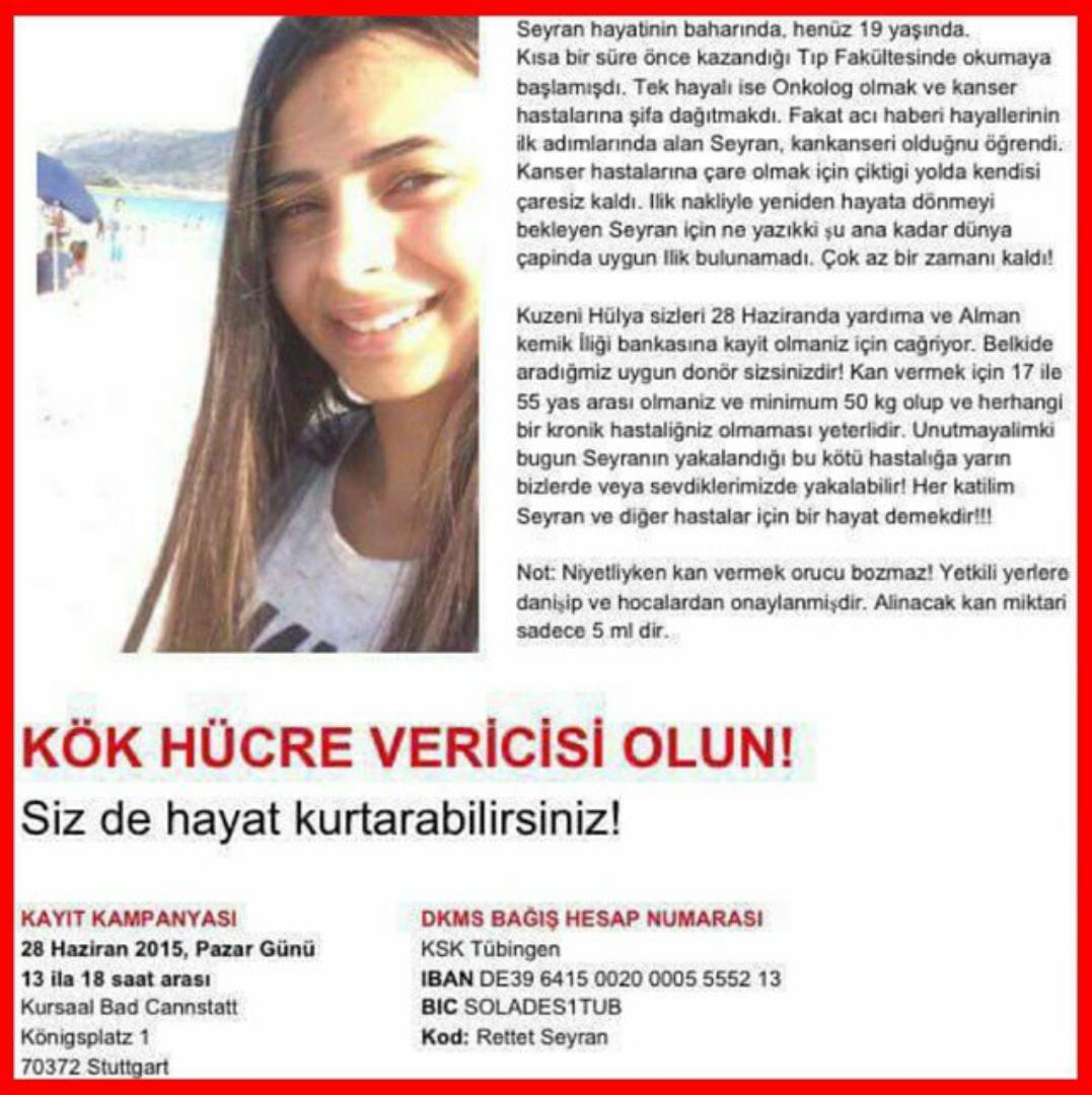 HEZANIM's tweet photo. #SevdiğimeSöylüyorum
Acil ilik nakli olması gereken Seyran desteklerinizi bekliyor..

Takip lütfen --> @Seyran_ilik http://t.co/6zztf8TeGA