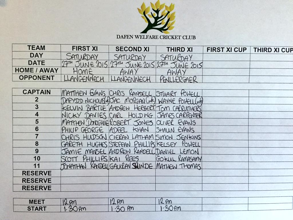 DafenWelfareCC's tweet photo. #DafenWelfareCC senior teams for this weekend. http://t.co/YrgLwnmkmN