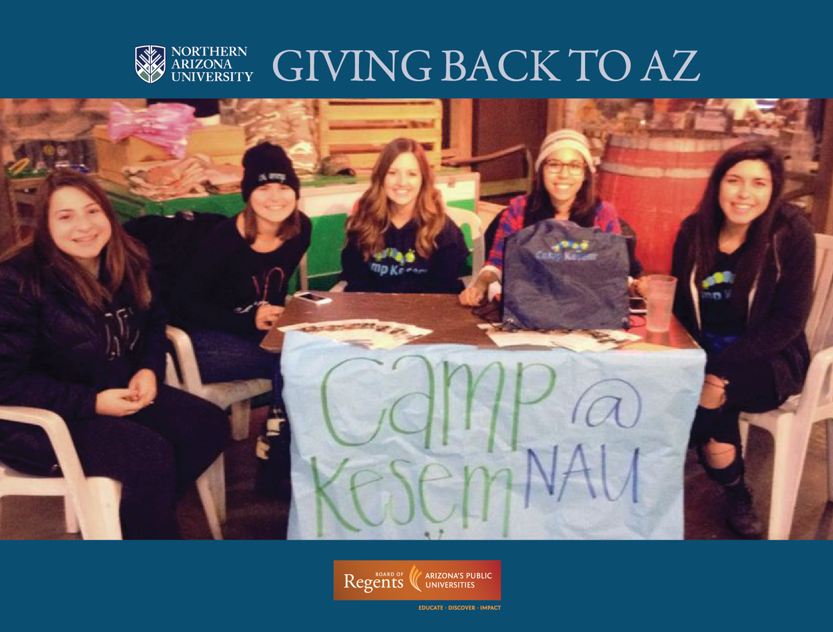 AZRegents's tweet photo. #GivingBackToAZ: @CampKesemNAU provides free summer camp for northern Arizona children affected by a parent’s cancer. http://t.co/GTrTpZUJ1z