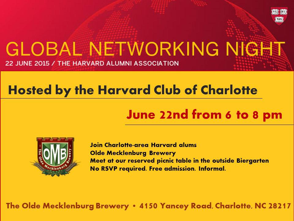 HarvardClubCLT's tweet photo. We'll be inside the brew house tonight in the lounge area due to the hot weather. Look for the Harvard banner. #GNN http://t.co/ExcxpiayzI