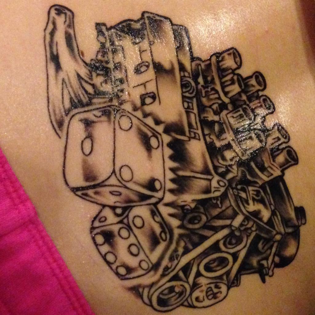 Heart engine with color By Clint Vaught at Bazooka Tooth Tattoo company  Evansville Indiana  rtattoos