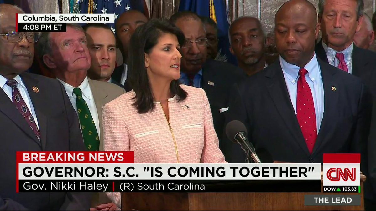 cnnbrk's tweet photo. SC Gov. @nikkihaley: Flag "does not represent the future of South Carolina." Watch CNNgo: http://t.co/HAhU3MmiMf. http://t.co/PXBiGjA7tc