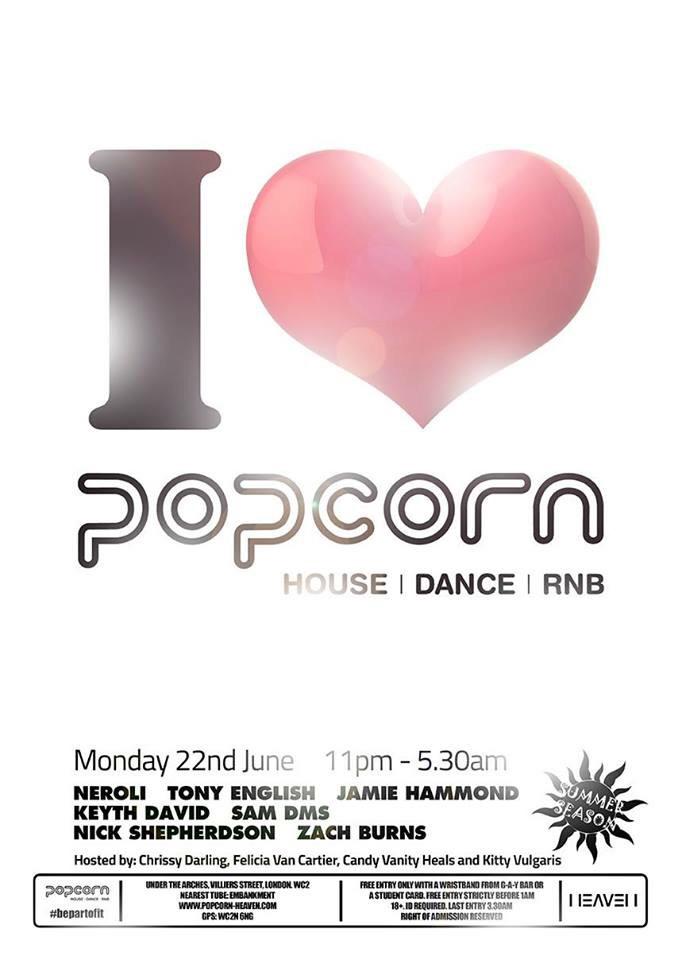 feliciavcartier's tweet photo. I LOVE POPCORN: Tonight 11pm-5:30am at @PopcornatHeaven w/ @chrissydarling on door patrol while I host the ONE room! http://t.co/1jG64qU3iY