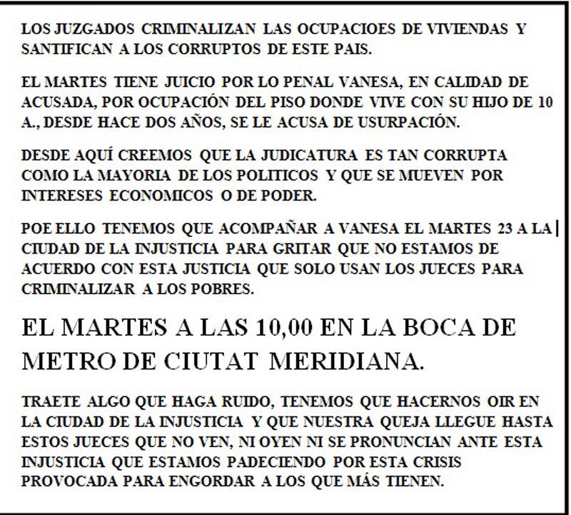 Lluitant9B's tweet photo. Contra la criminalización del uso del derecho a la vivienda, unión. #23J 10h #CiutatMeridiana #LluitantNouBarris http://t.co/99qvpb4QMR