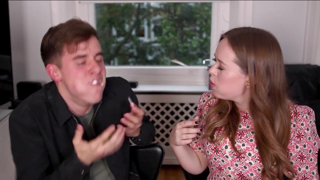 ajoneslol's tweet photo. @ajoneslol: Tanya just sits there while Connor spits everywhere 😂😂😂I'm crying laughing ❤️@TanyaBurr @CoonnorFrantta ✨ http://t.co/3fYiRaRpQ9